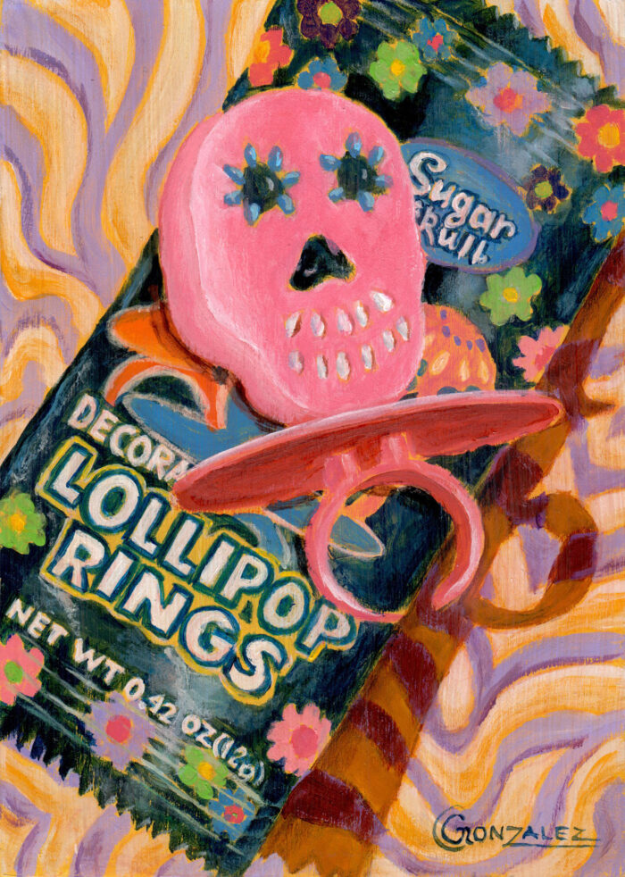 Fun - Lollipop Rings - 5in x 7in x 1/8in - acrylic on wood panel 1/8in thick - Original